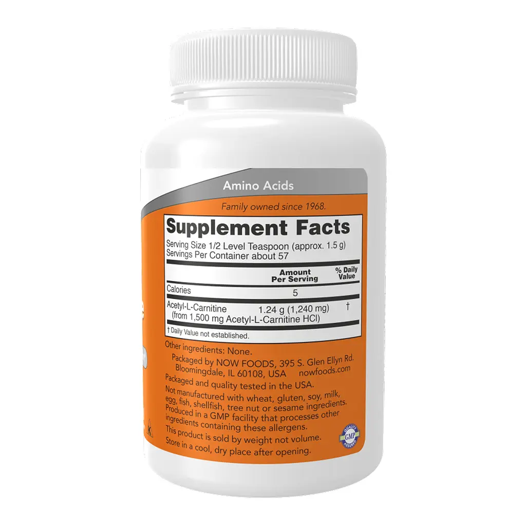 L-карнітин NOW Foods (Acetyl L-Carnitine Pure Powder) для контролю ваги 85 г - фото 2