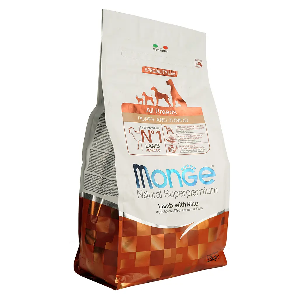 Сухий корм Monge Dog All breeds Puppy&Junior, для цуценят всіх порід, ягня з рисом, 2,5 кг - фото 3