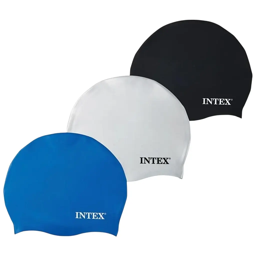 Силіконова шапочка для плавання Intex (синій, білий, чорний) (55992) в асортименті