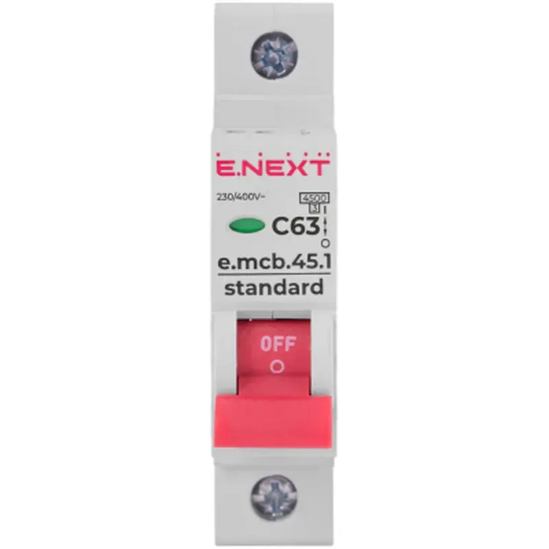 Автоматичний вимикач E.NEXT 1-п e.mcb.stand. 63А C ( 4,5кА) (s002014) - фото 2
