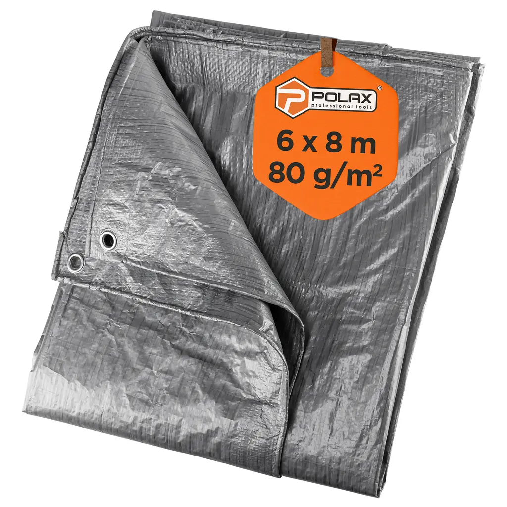 Тент тарпауліновий Polax 6 x 8 м, 80 гр/м2, з вушками, двостороння ламінація (70-113) - фото 4