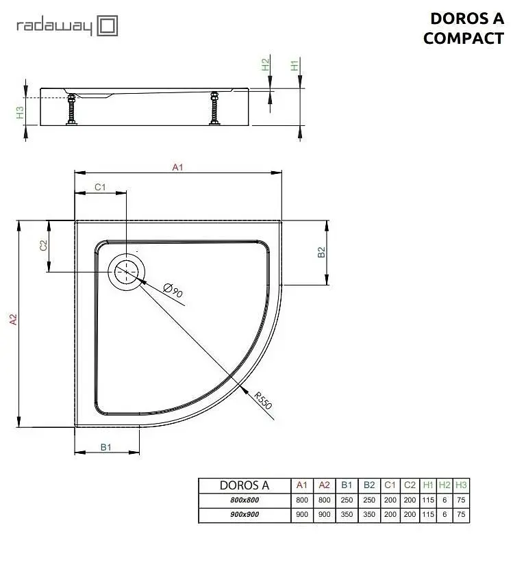 Душевой поддон Radaway Doros A Compact 80x80 SDRA8080-05 - фото 2