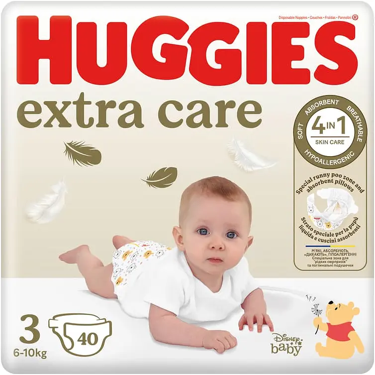 Підгузки Huggies Extra Care 3, 6-10 кг 40 шт.
