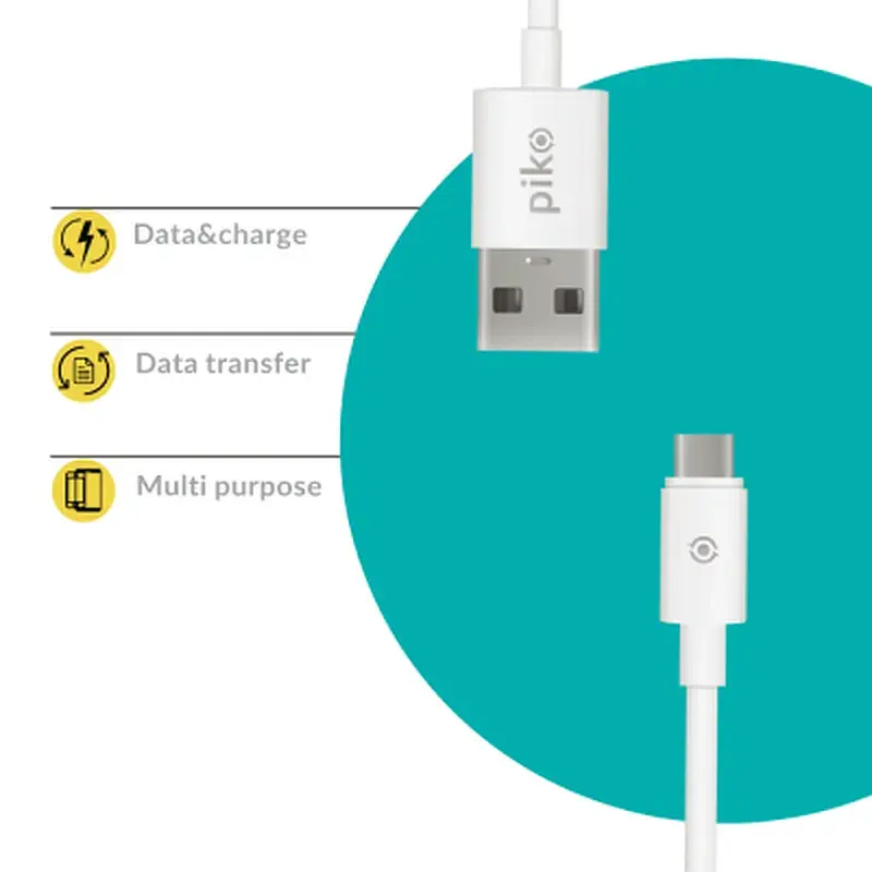 Дата кабель USB 2.0 AM to USB-C 1.2m White Piko (1283126477522) - фото 2