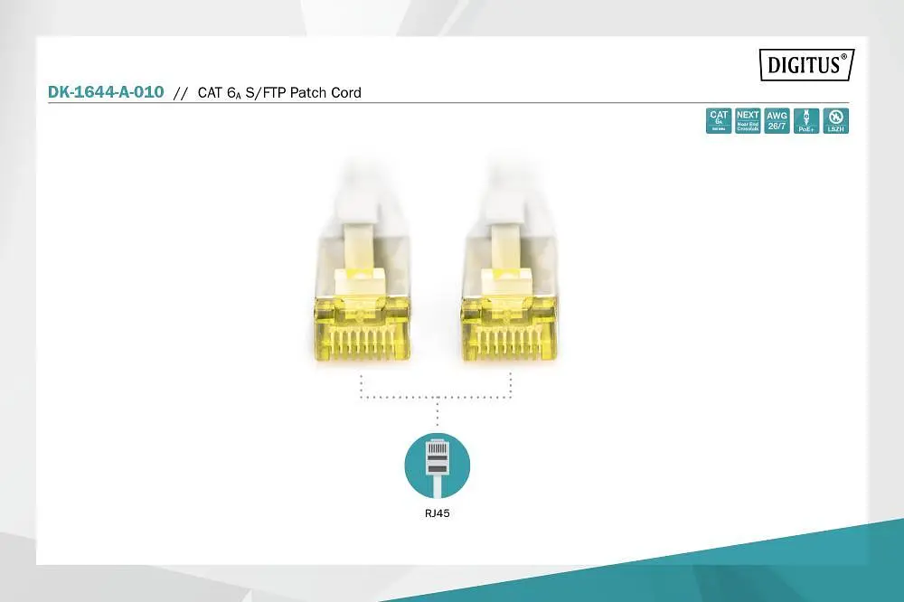Патч-корд Assmann CAT 6A S-FTP, Cu, LSZH AWG 26/7, 1 м, DK-1644-A-010 Gray - фото 2