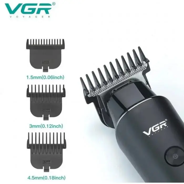 Триммер для волос VGR V-937, с LED дисплеем, USB зарядкой и 3 насадками - фото 7