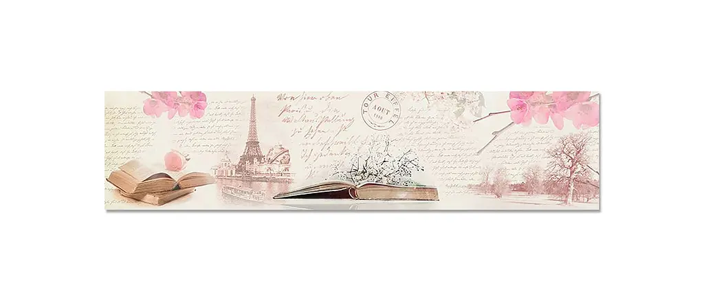 Кухонний фартух Париж у листах вінілова наклейка ПВХ місто книги Рожевий 60х250 см Happy Pocket Z180711 - фото 7