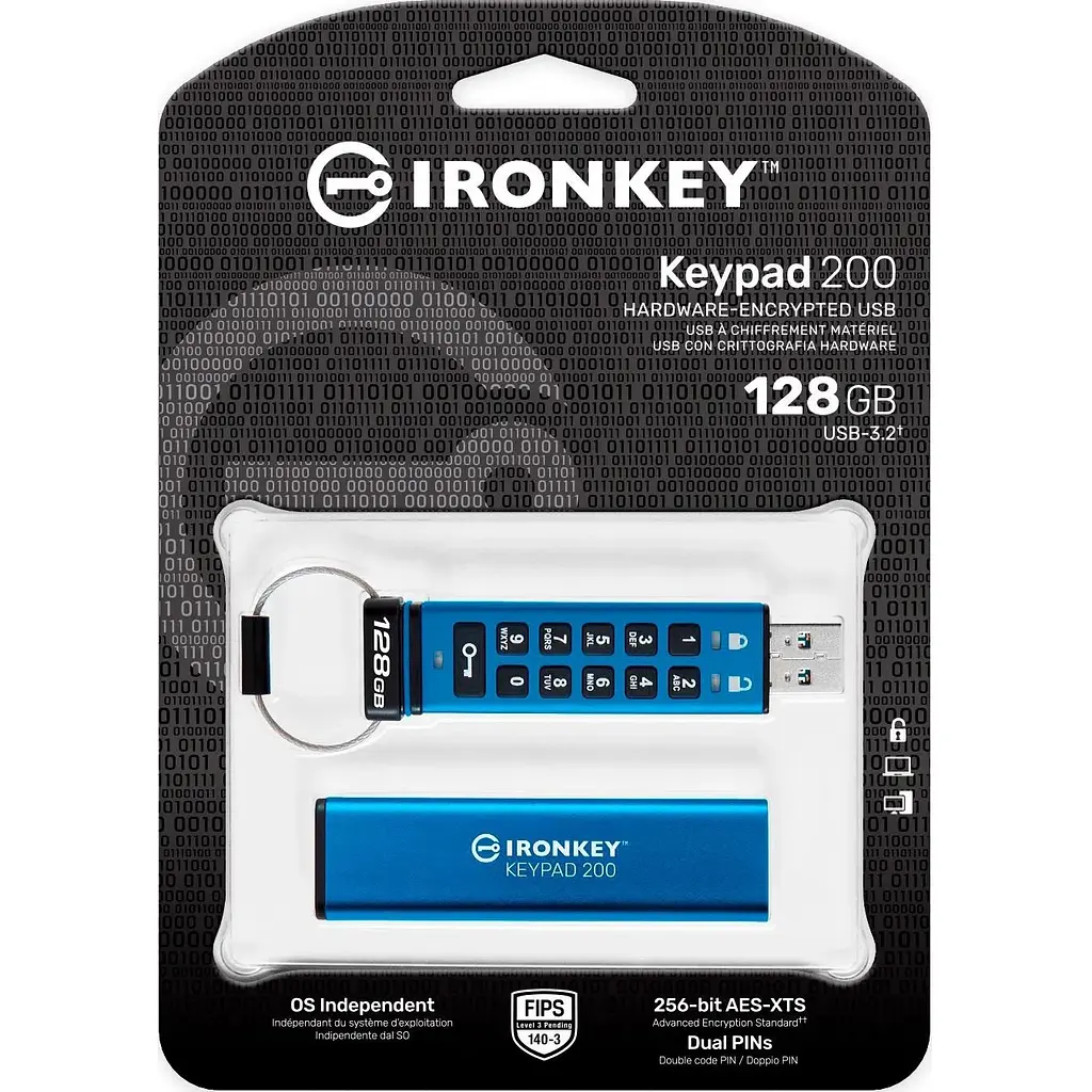 USB флеш-накопитель Kingston IronKey Keypad 200 128GB USB-A 3.2 Gen 1 Blue (IKKP200/128GB) [101525] - фото 6