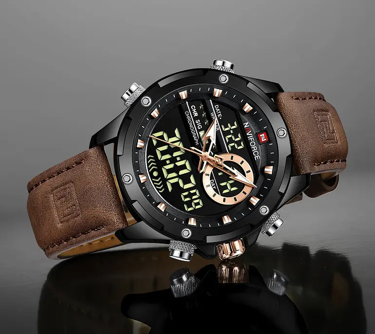 Наручний годинник чоловічий NaviForce Pride Darkside 2 ремінці Чорний (3592) - фото 3