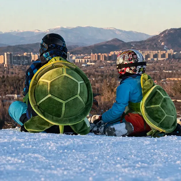 Захисна подушка-черепаха D&S Design Ski-Protector Mini Turtle розмір M 40×33 см захист спини та стегон для лиж і сноуборду зелено-жовта (SKU-257) - фото 5
