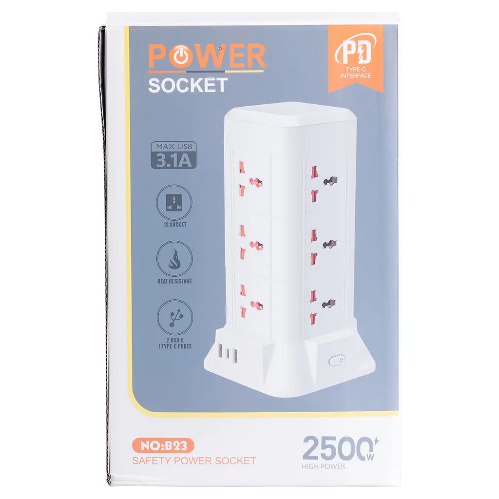 Мережевий фільтр-подовжувач TOWER 9 розеток LED-лампа 3USB + 1PD 4,8 метра Yiwu HP-5-7MF - фото 10