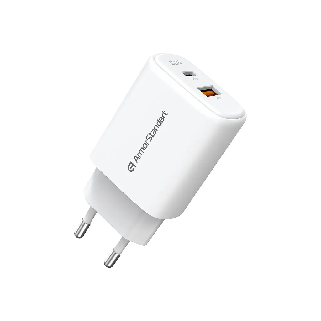 Зарядний пристрій ArmorStandart AR-T202WEU 20W GaN USB-C+ USB-A White (ARM89531) - фото 4