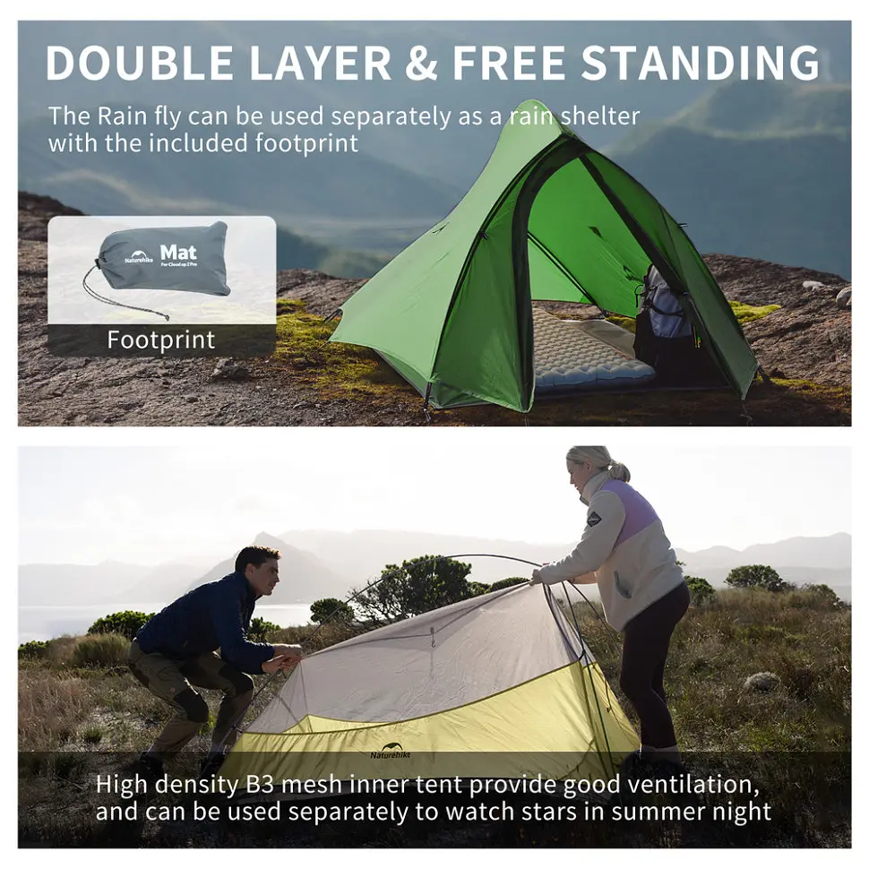 Намет двомісний Naturehike Cloud Up Pro CNK2350WS020, темно-зелений - фото 4