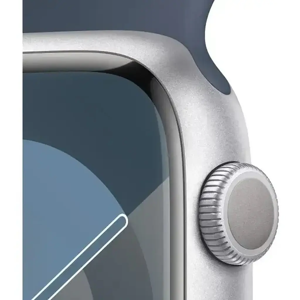 Apple Watch Series 9 GPS 45mm Silver Aluminium with Storm Blue Sport Band M/L MR9E3 - фото 3