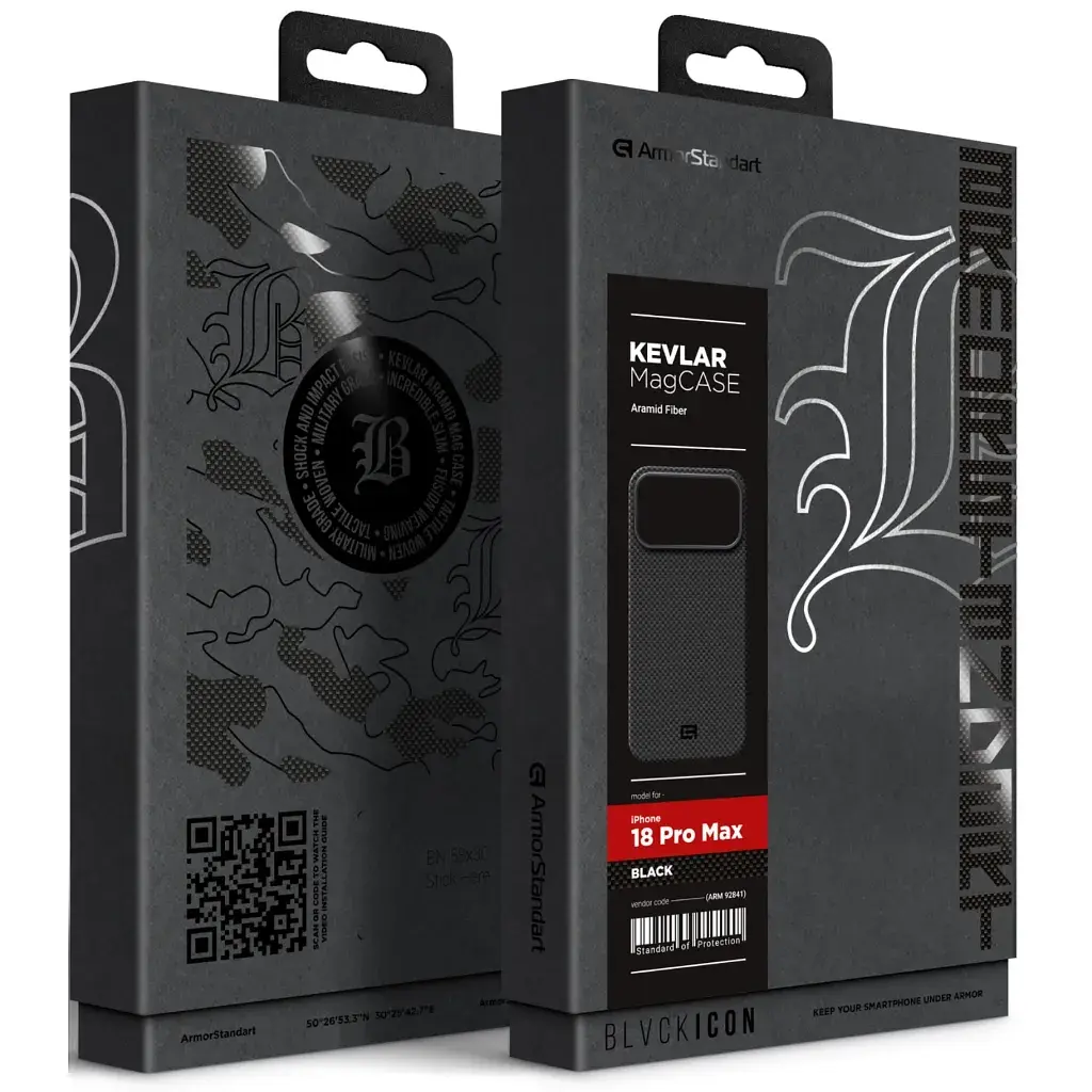Чохол до мобільного телефона Armorstandart BlackIcon Kevlar MagCase Apple iPhone 18 Pro Max Black (ARM92841) - фото 2