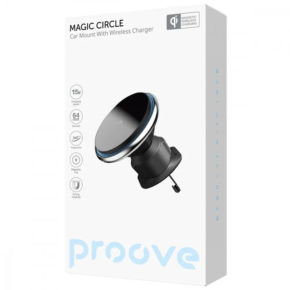 Автомобільний тримач з Бездротовим ЗП Proove Magic Circle 15W - фото 2