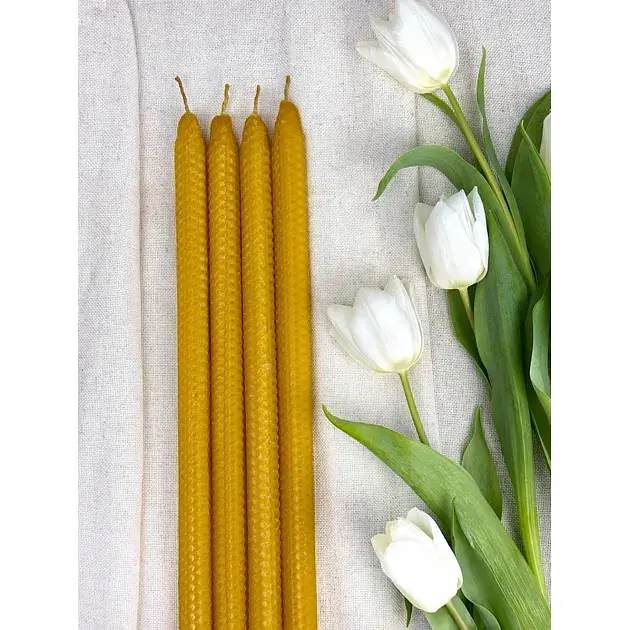 Набор Пасхальная свеча из вощины 4 шт. из натурального пчелиного воска (42х2,5 см) - фото 2