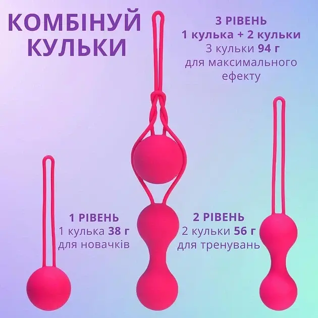 Набір вагінальних кульок I’MCUM Kegel Ball Силіконові Фіолетовий 3 шт (IM-KGE001) - фото 8