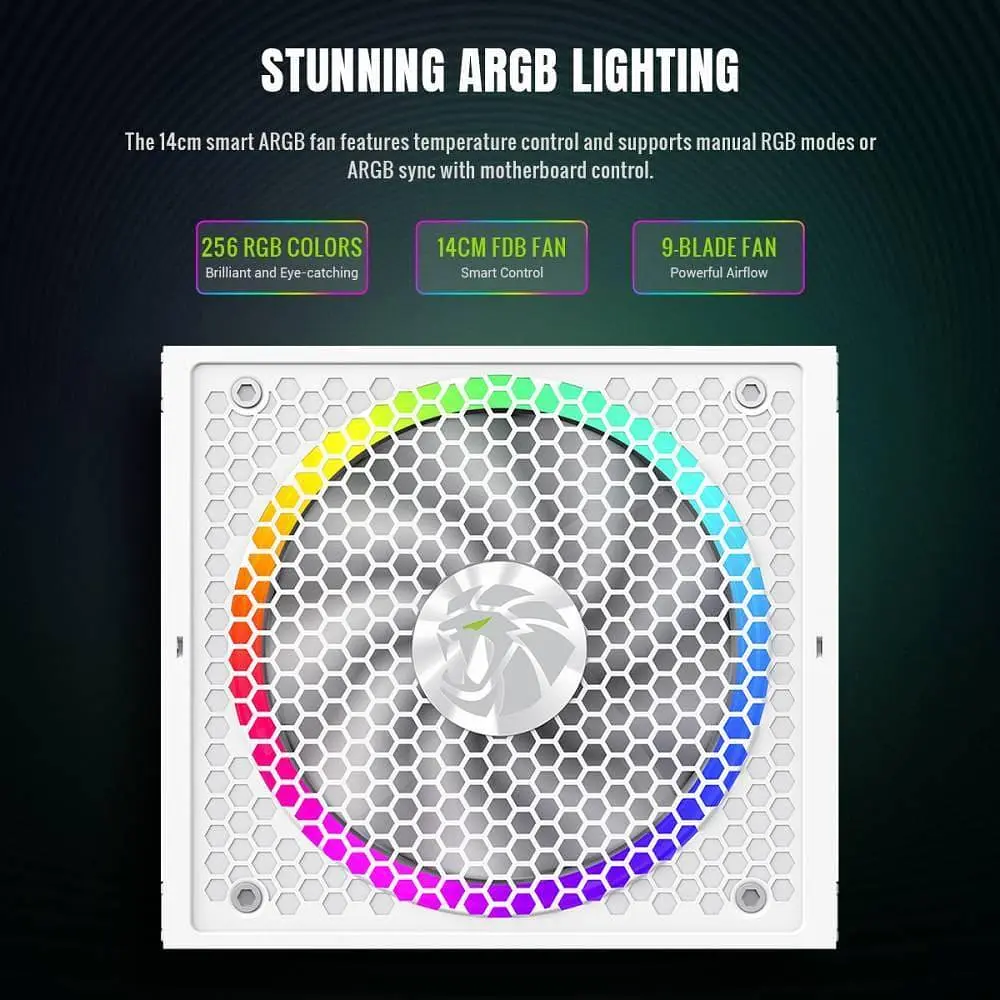 Блок питания GameMax RGB 1050G 1050W 80+ Gold White (RGB 1050G WH) - фото 8