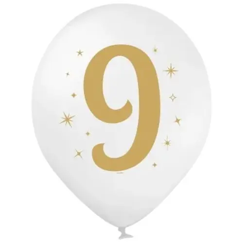 Кулька ММ 12" (30см) Цифра "9" на білій кулі BelBal 258-0401