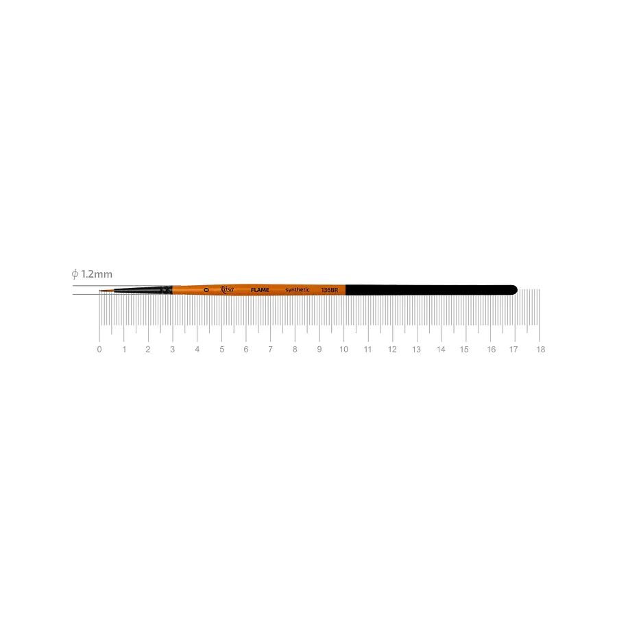 Пензель синтетика кругла Flame 1368R №0 коротка ручка ROSA (4823098534273)