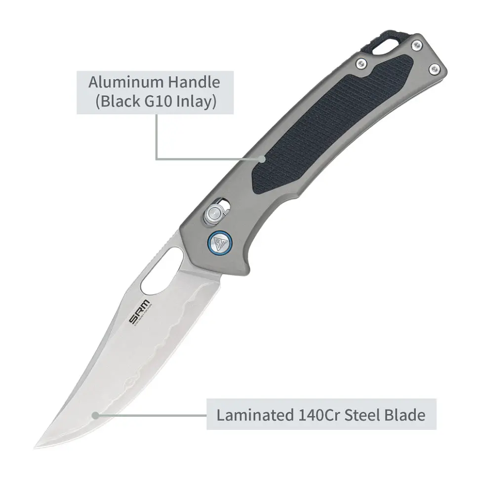 Ніж складаний туристичний SRM Retriever 9203-AK (9 см) 140Cr / G10 чорно-сірий - фото 9