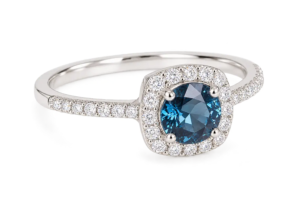 Золота каблучка з топазом London Blue К-0936 19 - фото 2