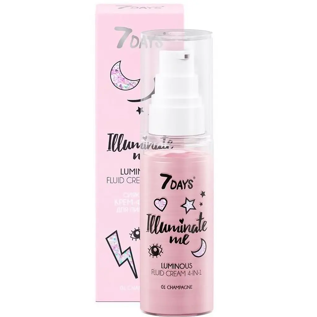 Крем-флюїд для обличчя 7 Days Illuminate Me Rose Girl 4 in 1 №01 Champagne 50 мл (4607154694589) - фото 2