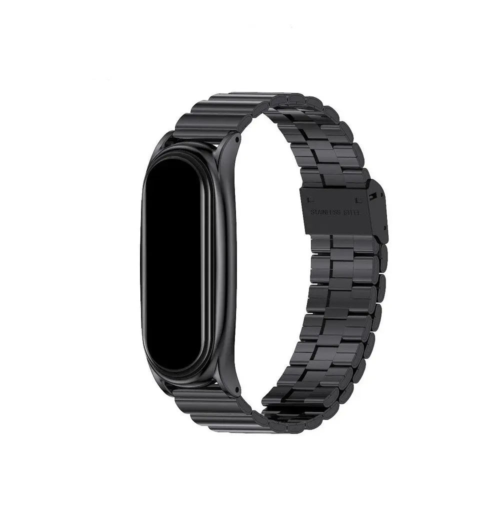 Ремешок MiJobs для фитнес-браслета Xiaomi Mi Band 8 и 9 металлический с застежкой черный - фото 2