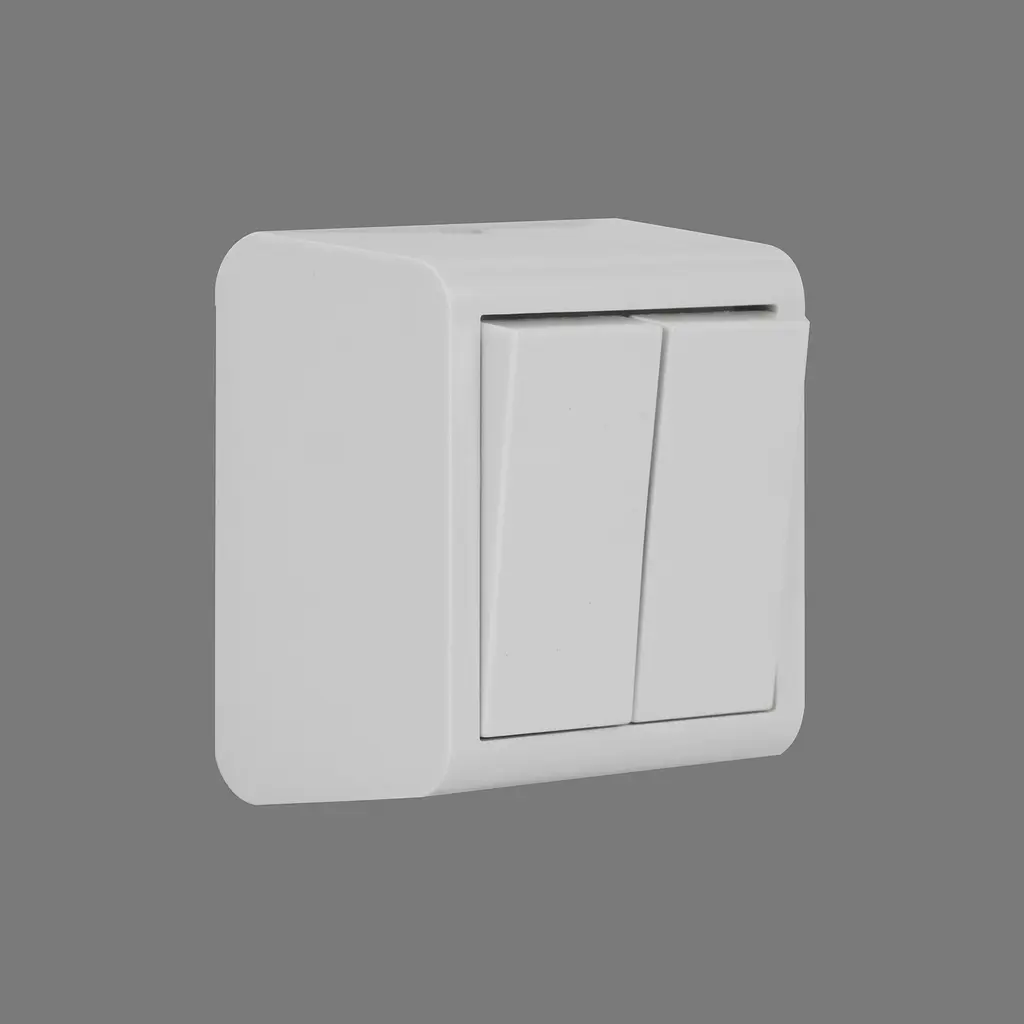 Вимикач 2-ий накладний Ovivo Electric Nivo білий  - фото 2