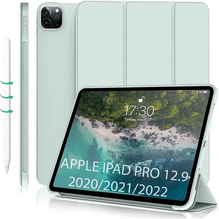 Чехол-книжка BeCover Tri Fold Soft TPU Silicone для Apple iPad Pro 12.9 2020/2021/2022 Light Green (711738) - фото 2