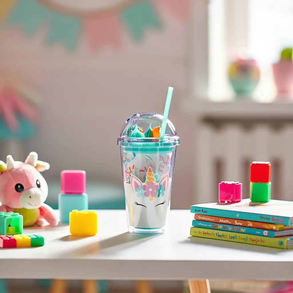 Пластикова склянка з трубочкою та кришкою 400 мл багаторазова пластикова склянка Бірюзовий Yiwu HP-18-1TU - фото 4