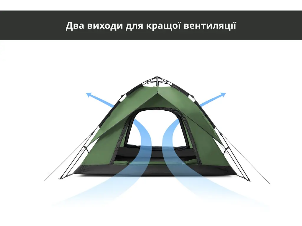 Намет тримісний Naturehike (NH21ZP008) автоматичний оливково-зелений - фото 5