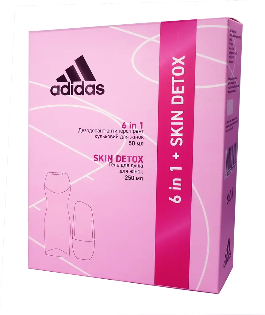 Набір для жінок Adidas 2020 Дезодорант-антиперспірант 6 в 1, 50 мл + Гель для душа Skin Detox, 250 мл - фото 2