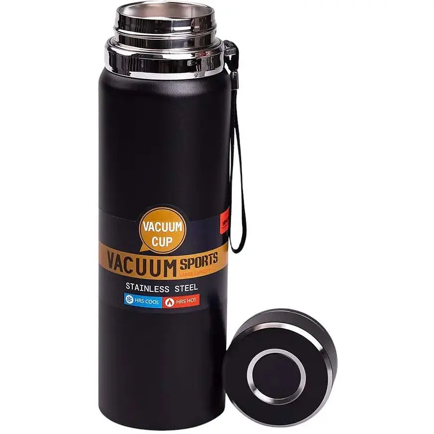 Термос Vacuum Sports 1 л з датчиком температури та ситечком, чорний Yiwu HP-14-30B - фото 2