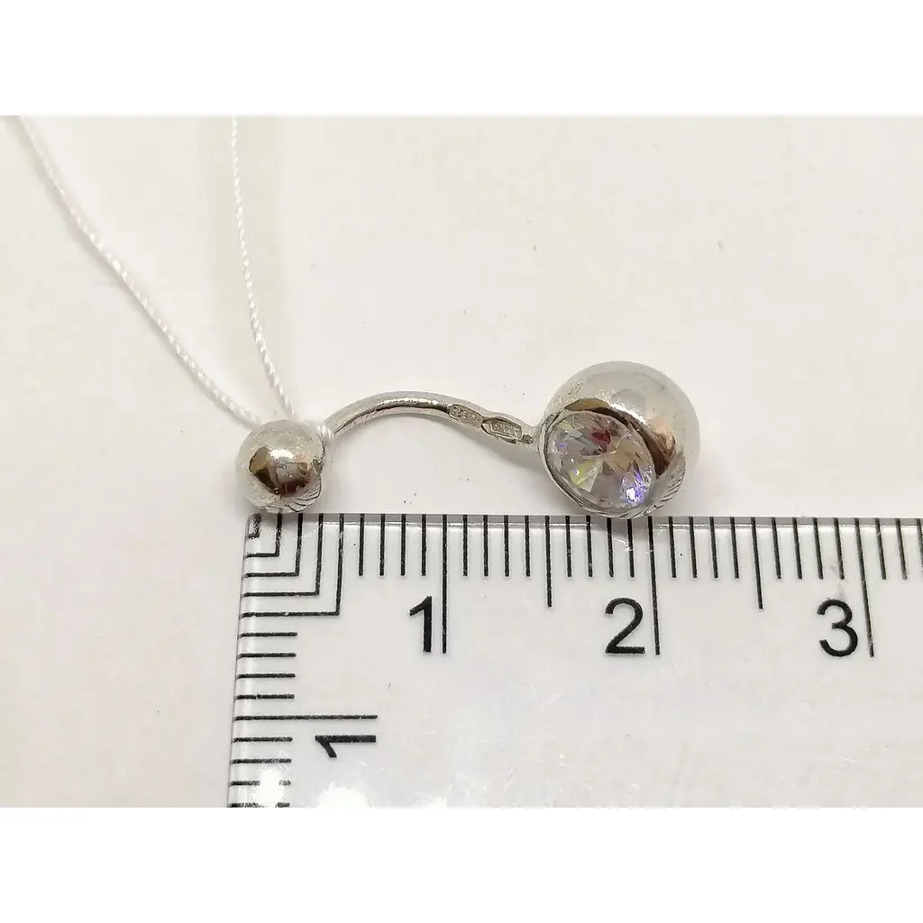 Серебряная серьга для пирсинга пупка Ирий с фианитом. 6011 - фото 3