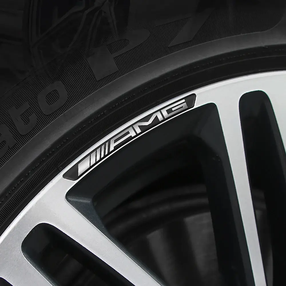 Емблема обода колеса Mercedes-Benz AMG 4шт Алюміній наклейка на диски на скотчі Чорні - фото 3