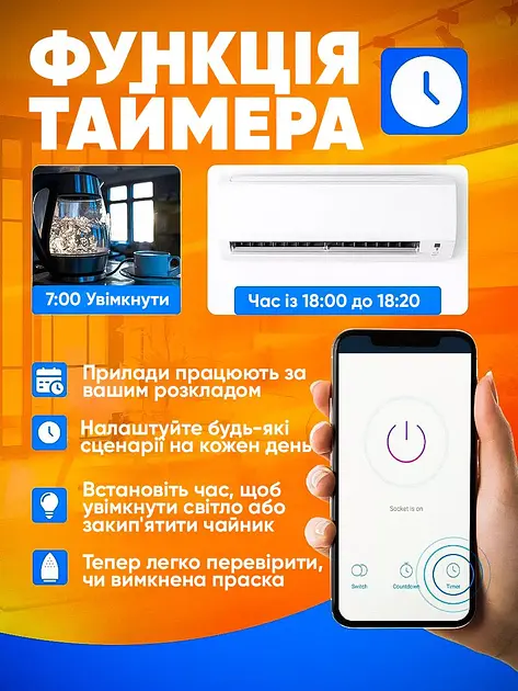 Розумна Wi-Fi розетка Smart Socket Tuya / Smart Life 20 А - фото 5