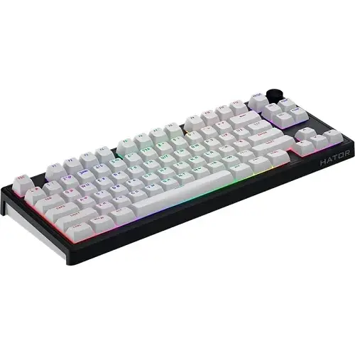 Клавіатура бездротова Hator Skyfall 80, White/Black, Bluetooth 5.3 / USB 2.4 GHz / USB, механічна (перемикачі Aurum Lemon), 84 кнопки, RGB підсвічування, 4000 mAh, EN/UA (HTK3180UA) - фото 5
