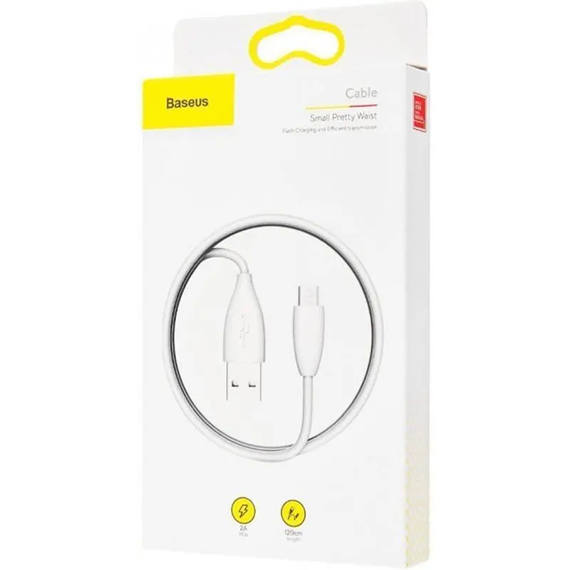 Кабель Baseus Small Pretty Waist Cable USB to MicroUSB 2A 1m CAMMY-02 White - фото 2