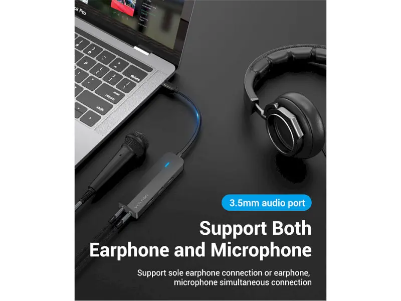 Док-станція для ноутбука Vention Hub USB 3.1 Type-C Black (TGQBB) - фото 8