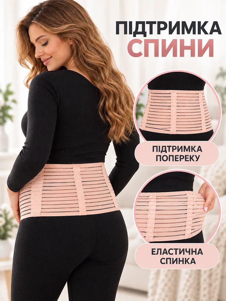 Бандаж для вагітних утягуючий на липучках XL, пудра (49676422) - фото 5