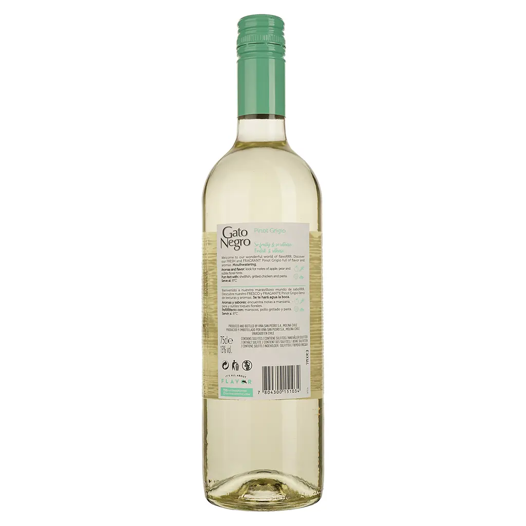 Вино Gato Negro Pinot Grigio, белое, сухое, 12,5%, 0,75 л (804495) - фото 2