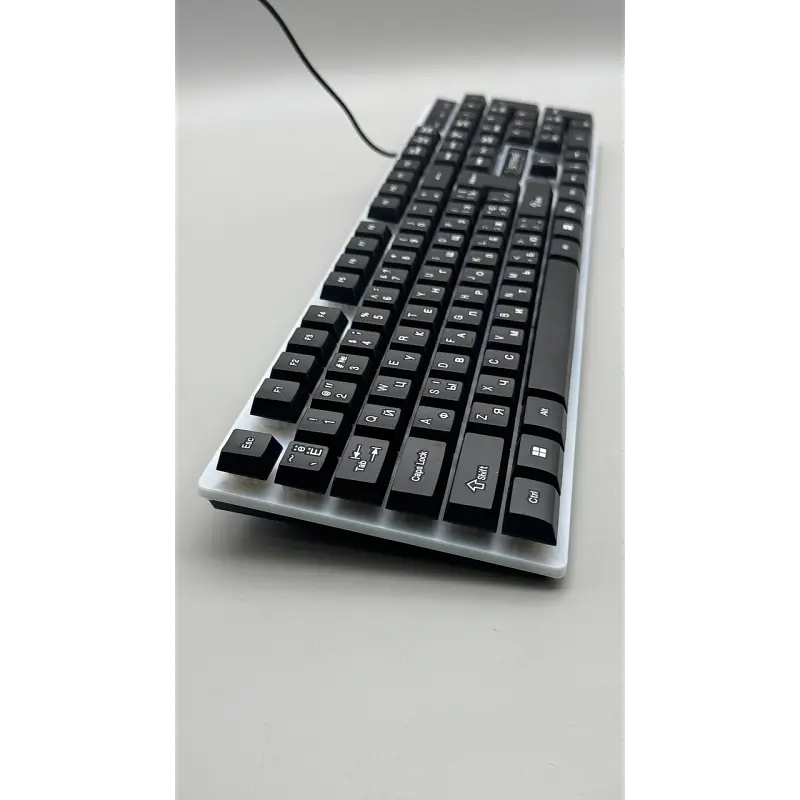 Повнорозмірна мембранна клавіатура провідна XSTRIKE X-1080 RGB USB із трьохмовною розкладкою UA/EN/RU та РГБ підсвічуванням та ніжками підключення USB-A 104 клавіші Чорний з сірим - фото 5