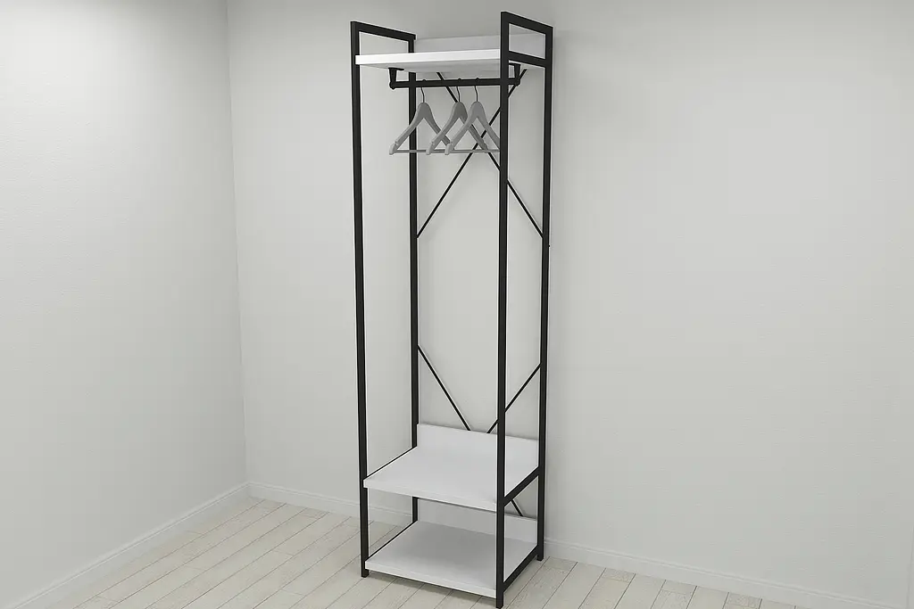 Шафа Гардероб Уні секція 1 серії Конект Ferrum-decor 220x60x50см Чорний метал ДСП Білий 32 мм (FRD-104499) - фото 9