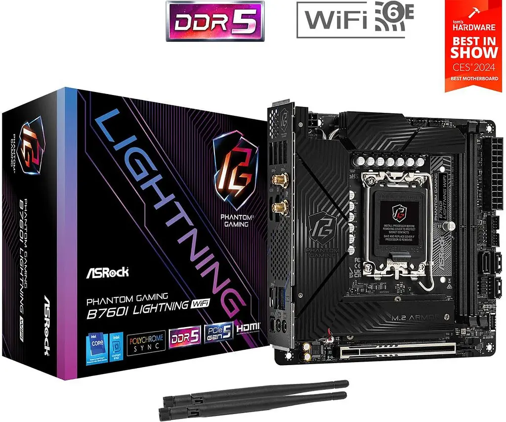 Материнская плата AsRock B760I LIGHTNING WIFI (B760I LIGHTNING WIFI) (Socket 1700, Intel B760, Mini-ITX) - фото 6