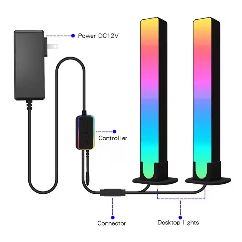 Настільна LED лампа RGB 5V Panel 3 Bluetooth dual pack USB interface with app Black - фото 4