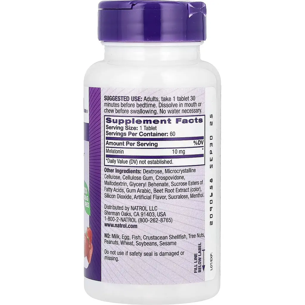 Мелатонін Natrol Melatonin Fast Dissolve зі смаком полуниці 10 мг 60 таблеток - фото 2