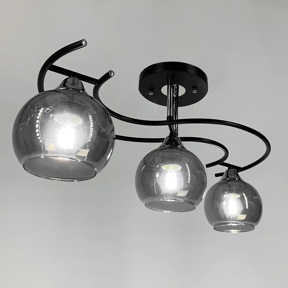 Современная люстра в черном корпусе на 3 графитовых плафона Line.F 11585/3D - фото 4