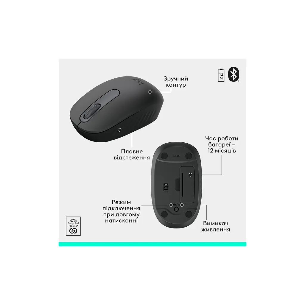 Комплект Logitech MK250 Bluetooth/Wireles UA Graphite (920-013823) - фото 7